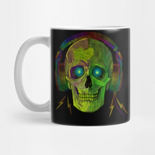 SKULL WITH HEADPHONES NEON GREEN Mug